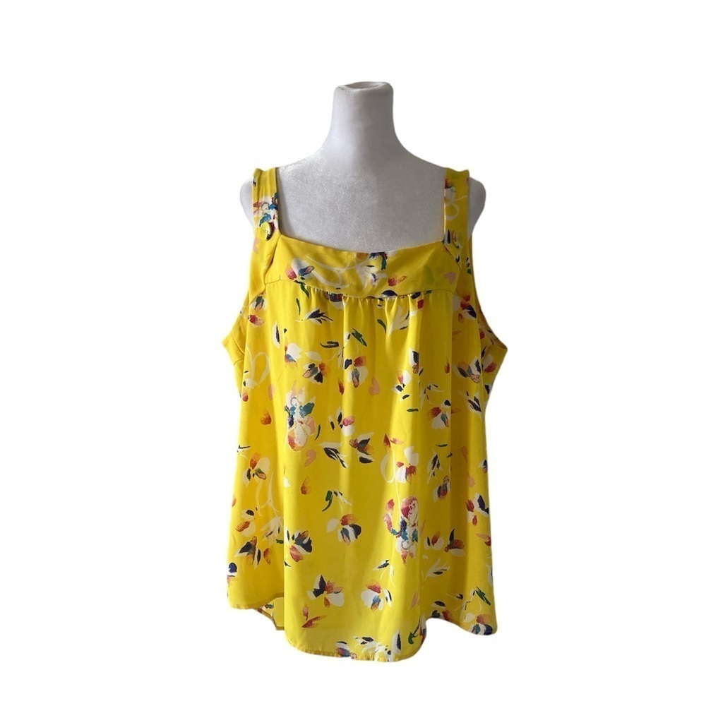 Yellow Floral Sleeveless Square-Neck Women’s Top